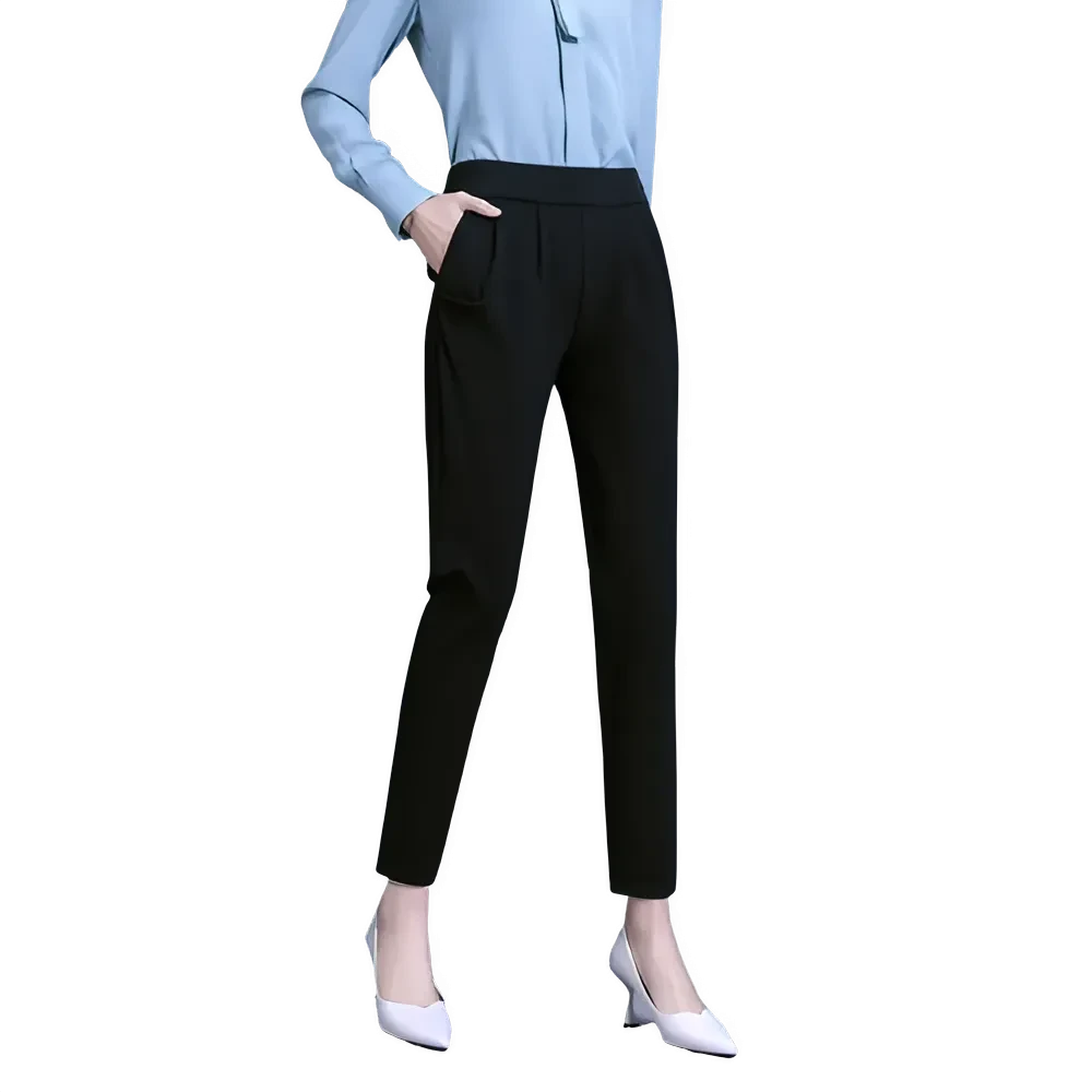 Pantalon Élégant Femme Taille Haute Noir