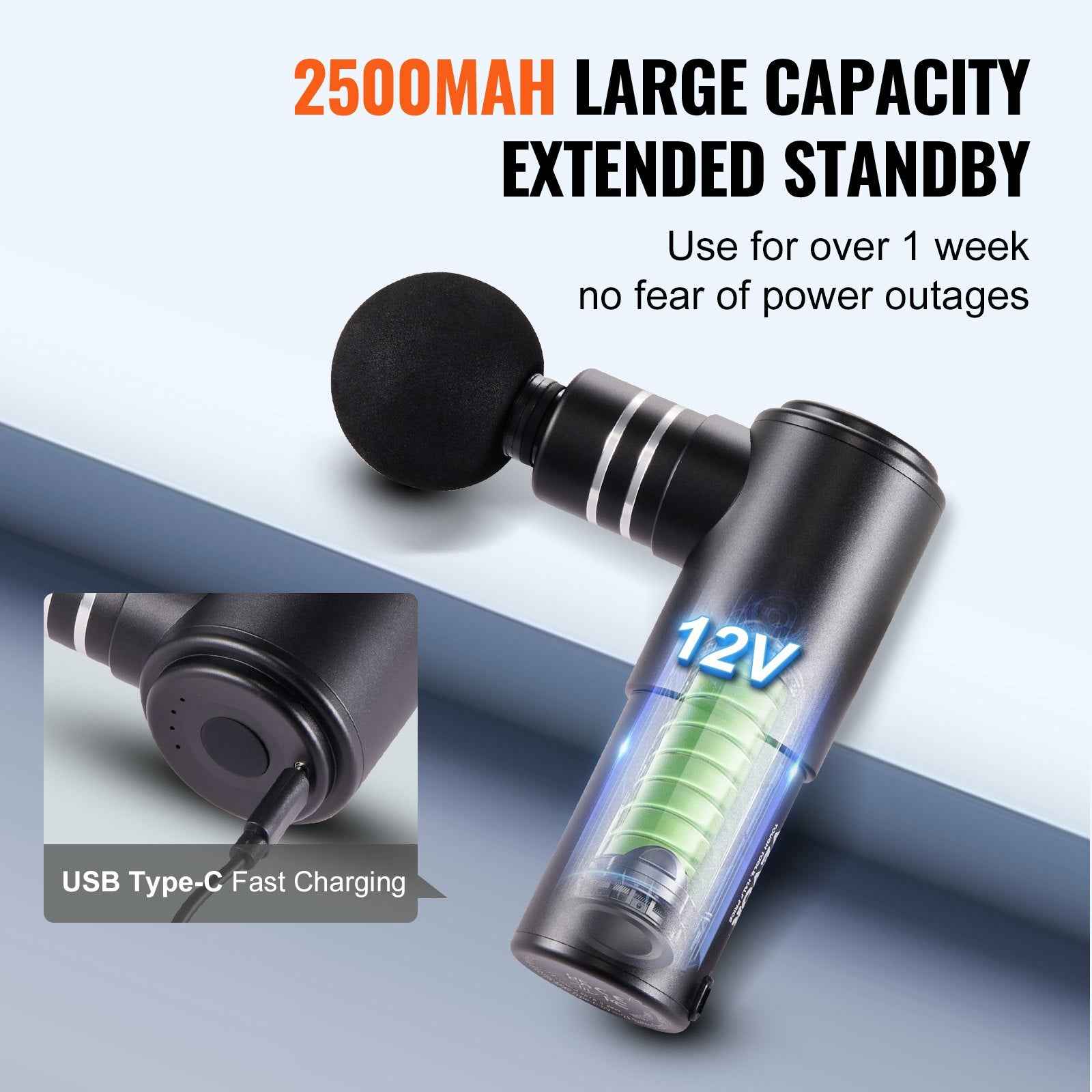 Pistolet de massage profond VEVOR pour athlètes - Mini pistolet de massage percussion à 4 niveaux de vitesse et 4 têtes de massage, batteries 12V 2500mAh, soulagement de la douleur et relaxation musculaire - Elegance_empire-shop