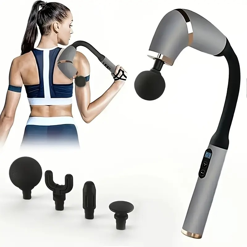 Pistolet de massage profond avec manche allongé amélioré et 4 têtes de massage U-shaped pour soulagement de la douleur - Elegance_empire-shop