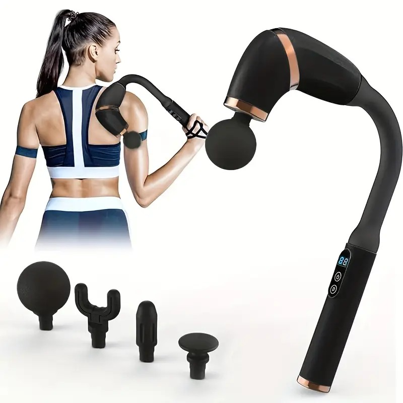 Pistolet de massage profond avec manche allongé amélioré et 4 têtes de massage U-shaped pour soulagement de la douleur - Elegance_empire-shop