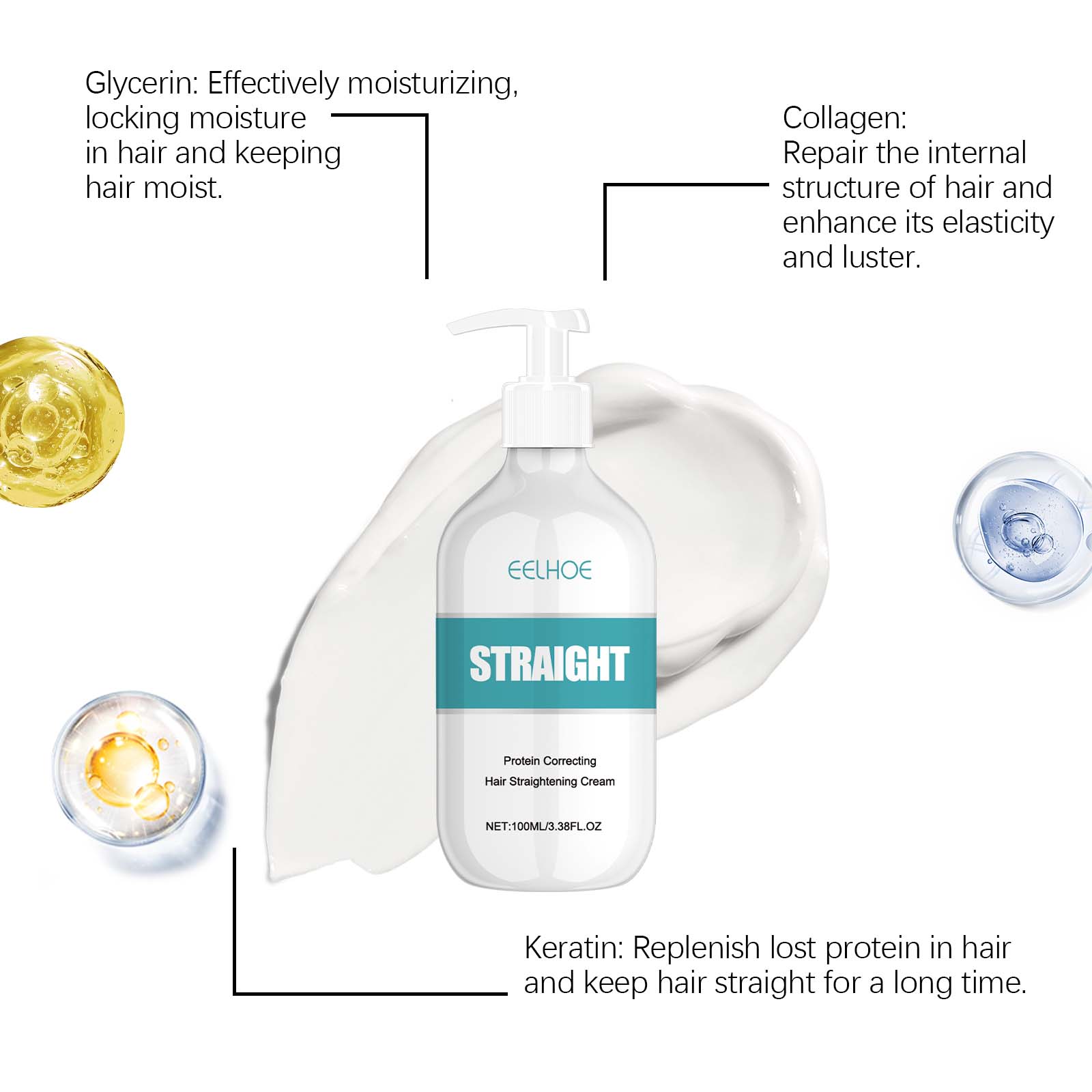 Lisseur capillaire EELHOE protéines : Lisseur hydratant et nourrissant pour des cheveux lissés et lumineux - Elegance_empire-shop