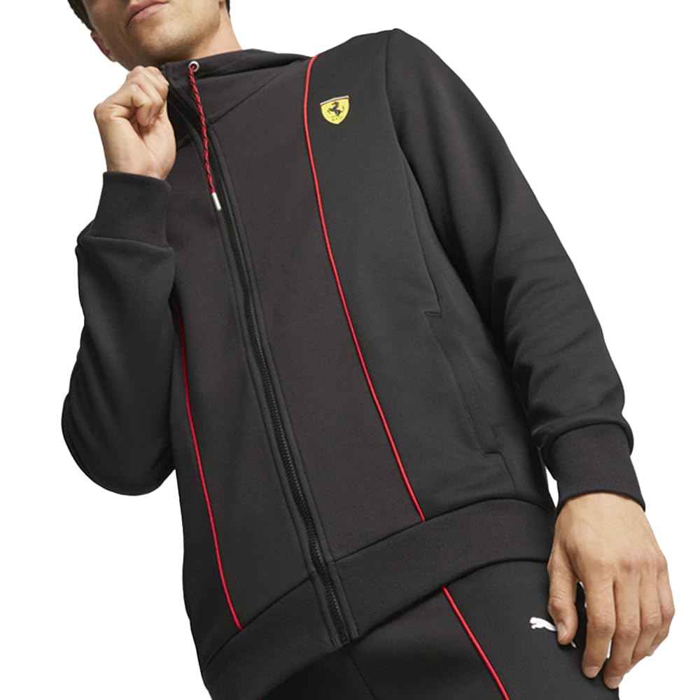 PUMA Mens Scuderia Ferrari Race Hooded Sweat Jacket Athletic Outerwear Casual - Black