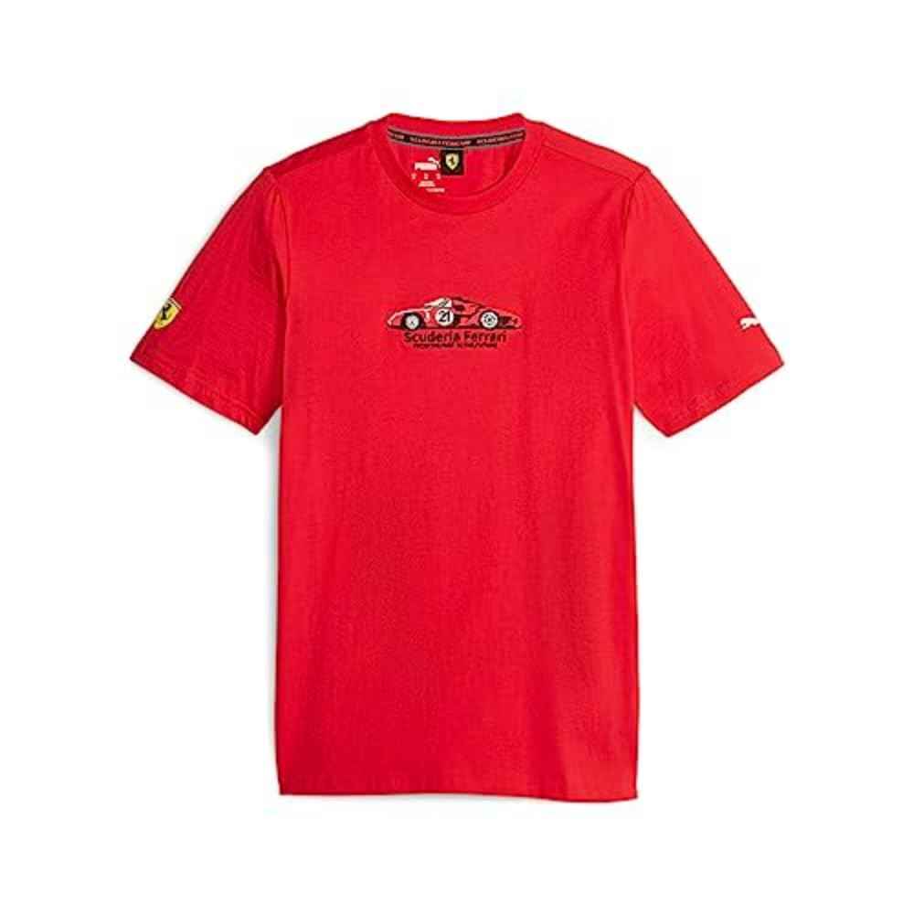 PUMA Mens Scuderia Ferrari Race AOP Crew Neck Short Sleeve Casual Tops Casual - Black