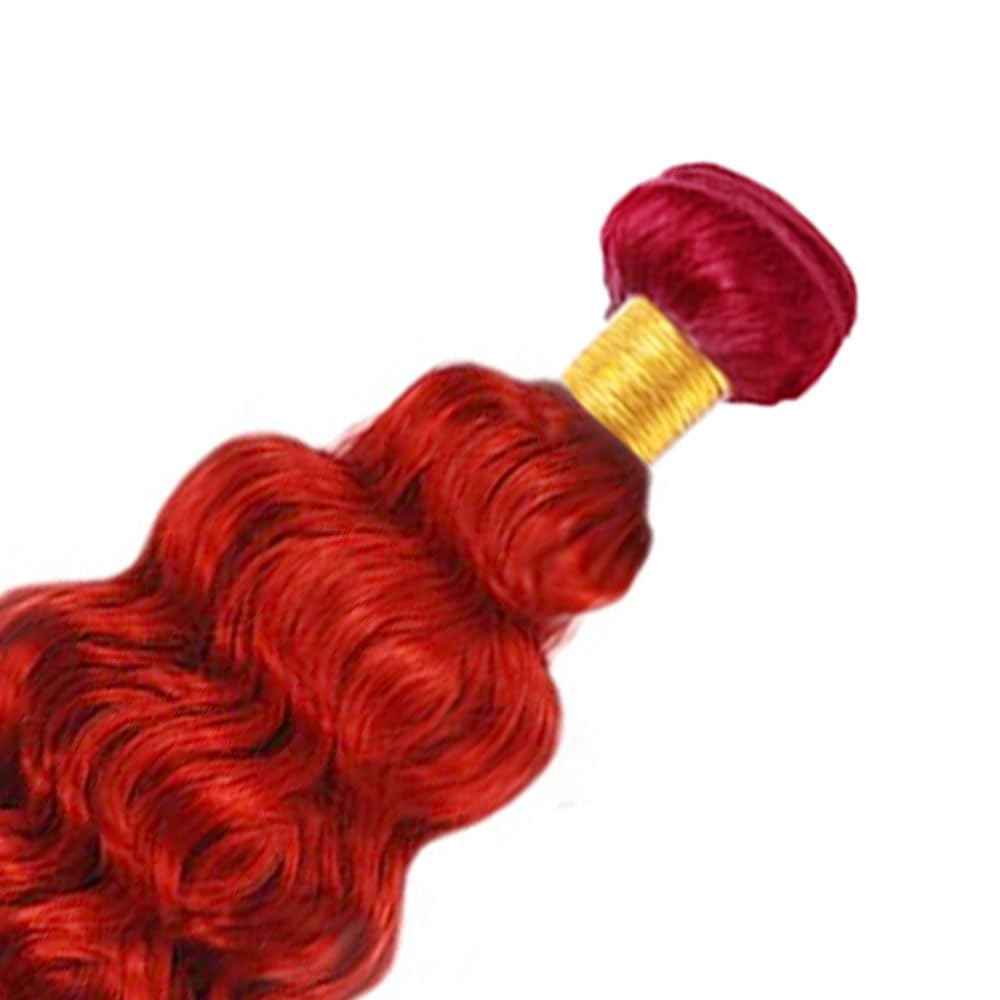 Red Deep Wave Bundles Red Human Hair Bundles 16 Inch 8A Brazilian Virgin Remy 1 Bundle Double Weft Soft Real Light Red Hair Extensions 300g