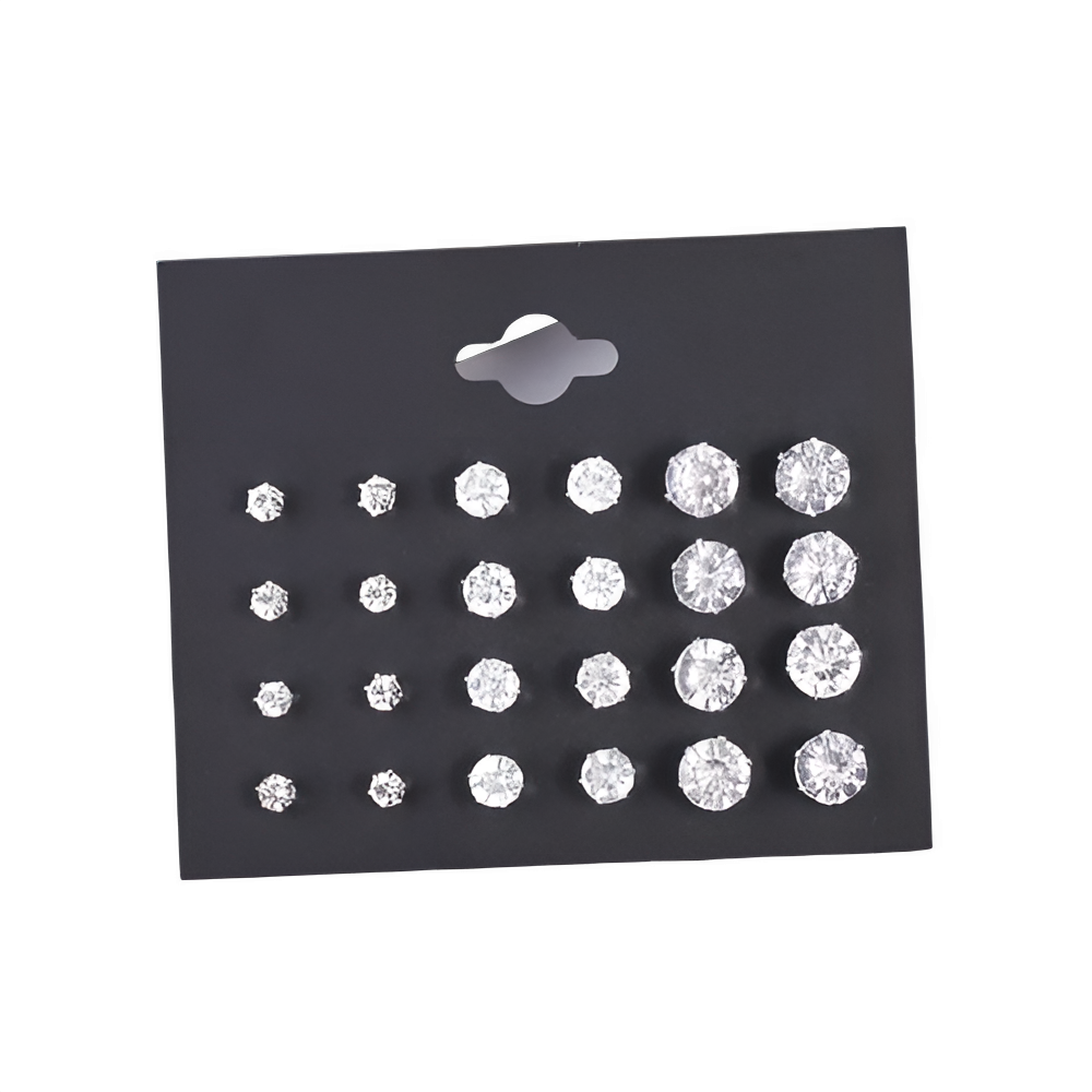 New 12 Pair/Pack White Shiny Wedding Stud Earrings Set For Women Men Crystal Jewelry Accessories Oorbellen Jewelry Earrings