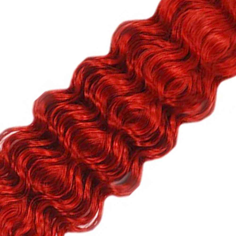 Red Deep Wave Bundles Red Human Hair Bundles 16 Inch 8A Brazilian Virgin Remy 1 Bundle Double Weft Soft Real Light Red Hair Extensions 300g