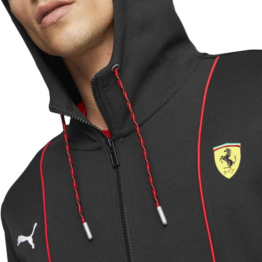 PUMA Mens Scuderia Ferrari Race Hooded Sweat Jacket Athletic Outerwear Casual - Black