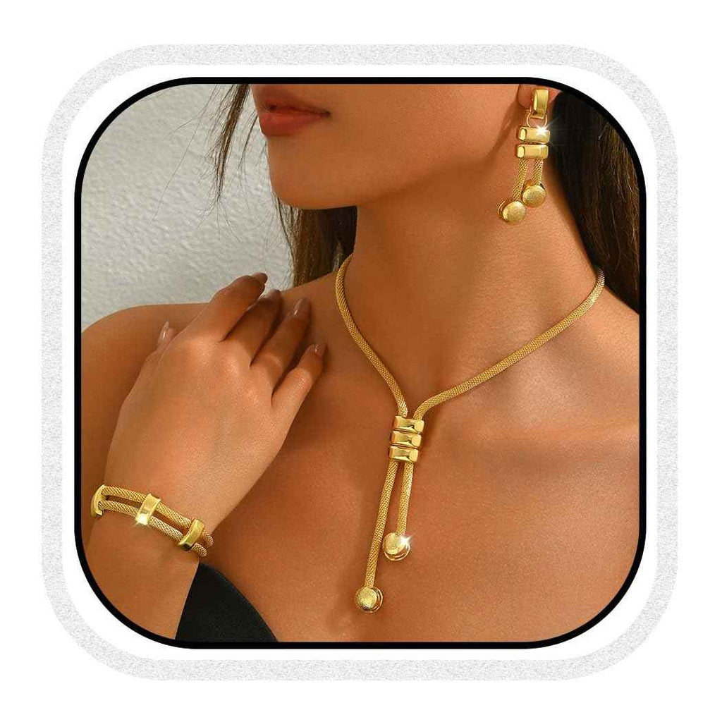 CLOACE Gold Long Choker Necklace Set Punk Cuban Y-Necklaces and Bracelet Fashion Chain Jewelry Accessories for Women