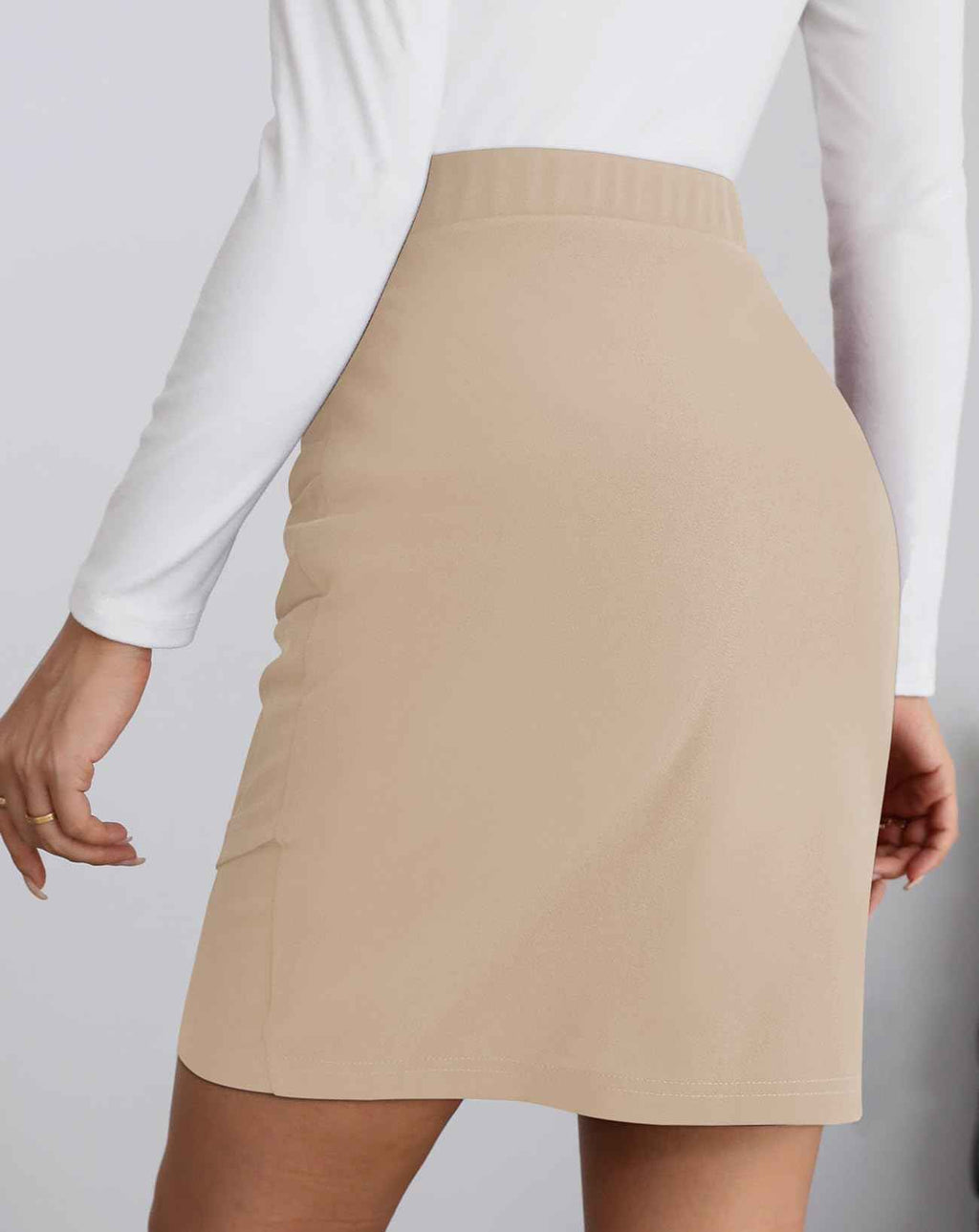 Jupe Mini Taille Haute Femme Rose À Hem Tulipe