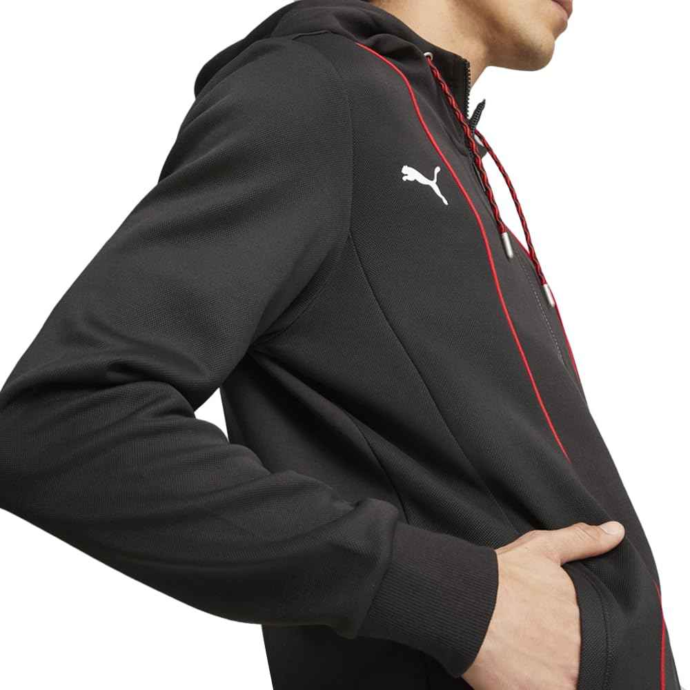 PUMA Mens Scuderia Ferrari Race Hooded Sweat Jacket Athletic Outerwear Casual - Black