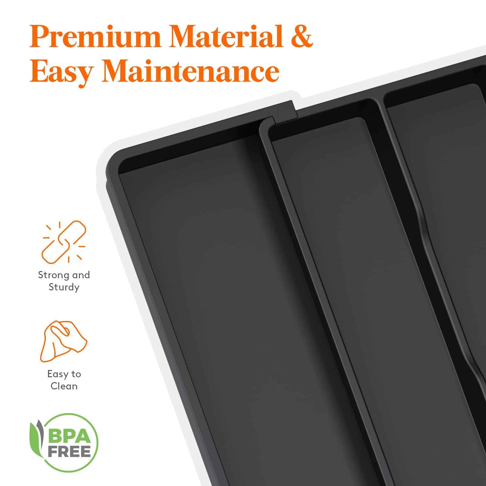 Lifewit Utensil Organizer for Kitchen Drawers, Expandable Cooking Utensil Tray, Adjustable Cutlery Silverware Flatware Holder, Plastic Kitchen Spatula Tools and Gadgets Storage Divider