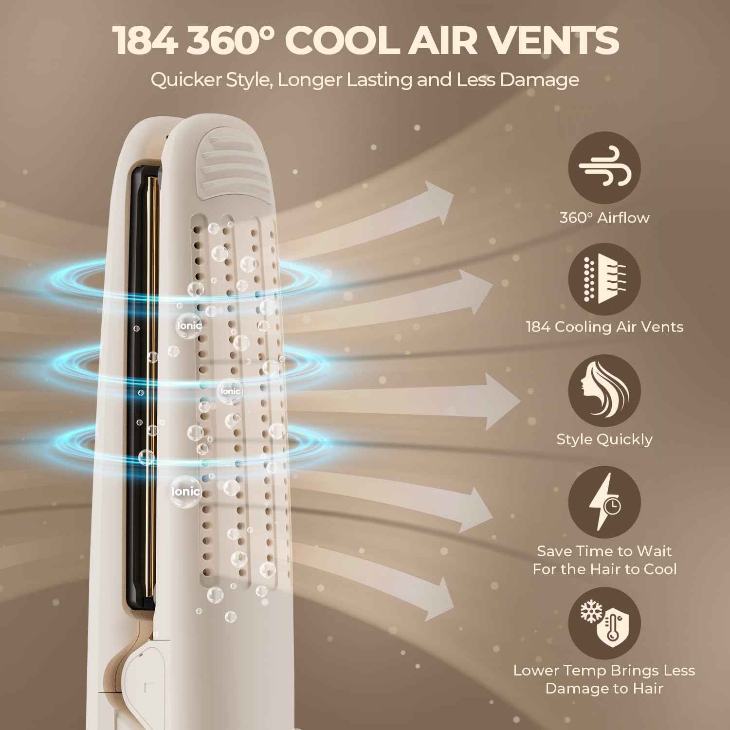 Lisseur et boucleur MiroPure 2-en-1, fer à lisser avec airflow à 360°, céramique en titane, soins capillaires, sécurité automatique et double tension pour le voyage - Elegance_empire-shop