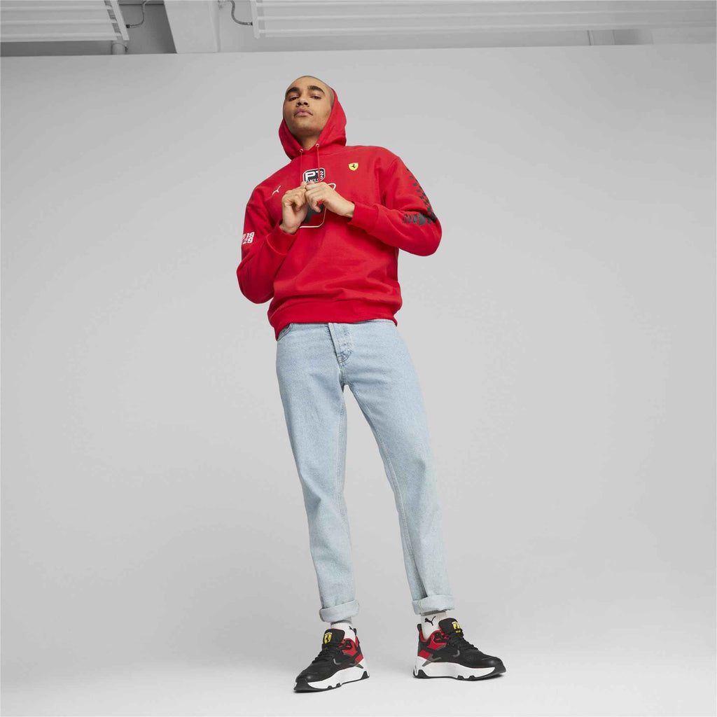 PUMA Mens Scuderia Ferrari Race Garage Crews Hoodie Casual Outerwear Casual Drawstring - Black