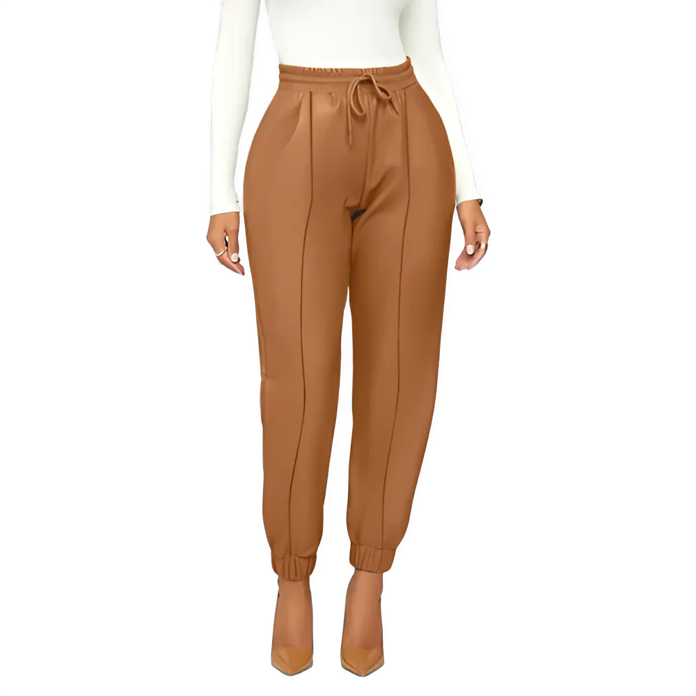 Pantalon PU taille haute femme tendance