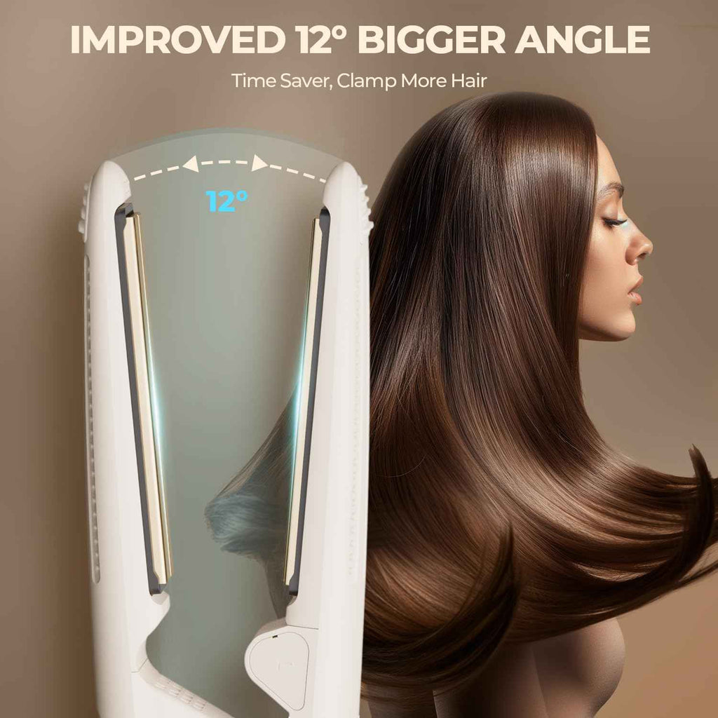 Lisseur et boucleur MiroPure 2-en-1, fer à lisser avec airflow à 360°, céramique en titane, soins capillaires, sécurité automatique et double tension pour le voyage - Elegance_empire-shop