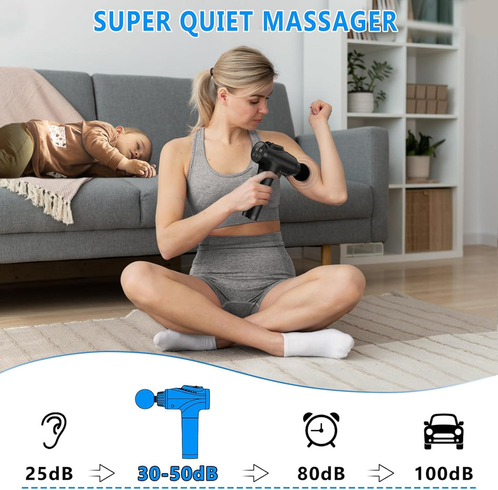 Pistolet de massage électrique pour athlètes - Appareil de massage profond à percussion avec 30 niveaux de vitesse et 9 têtes pour soulager la douleur - Elegance_empire-shop