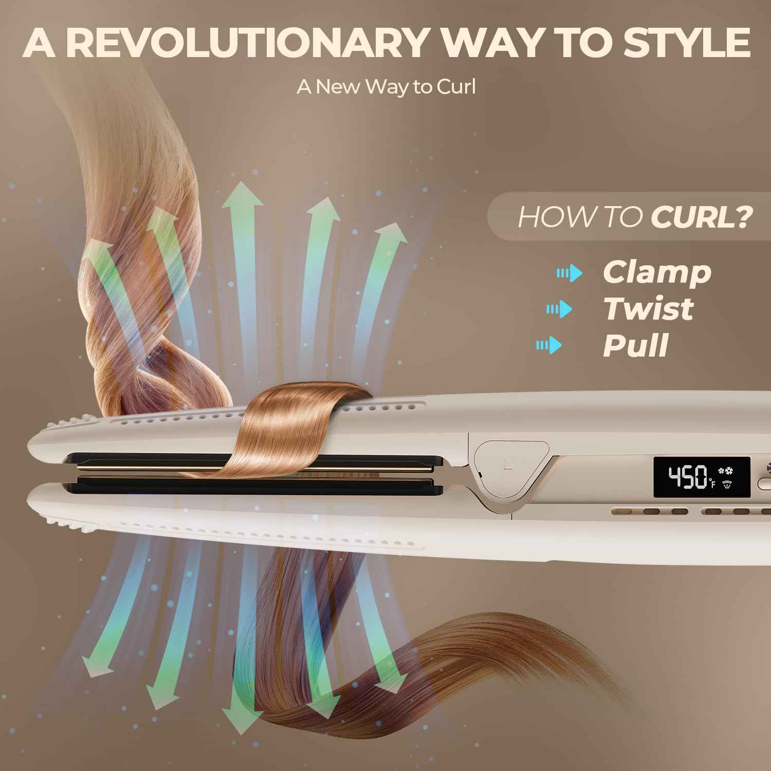 Lisseur et boucleur MiroPure 2-en-1, fer à lisser avec airflow à 360°, céramique en titane, soins capillaires, sécurité automatique et double tension pour le voyage - Elegance_empire-shop