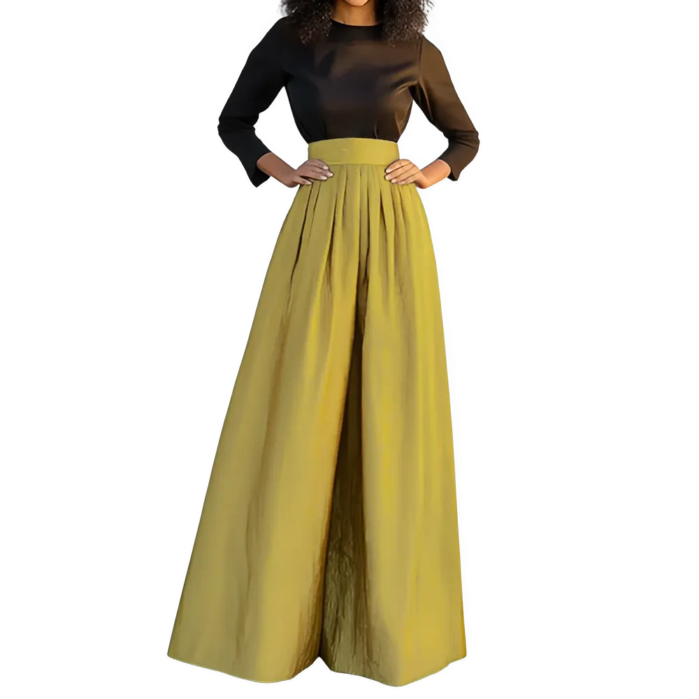 Pantalon Large doré pour Femme Élégant