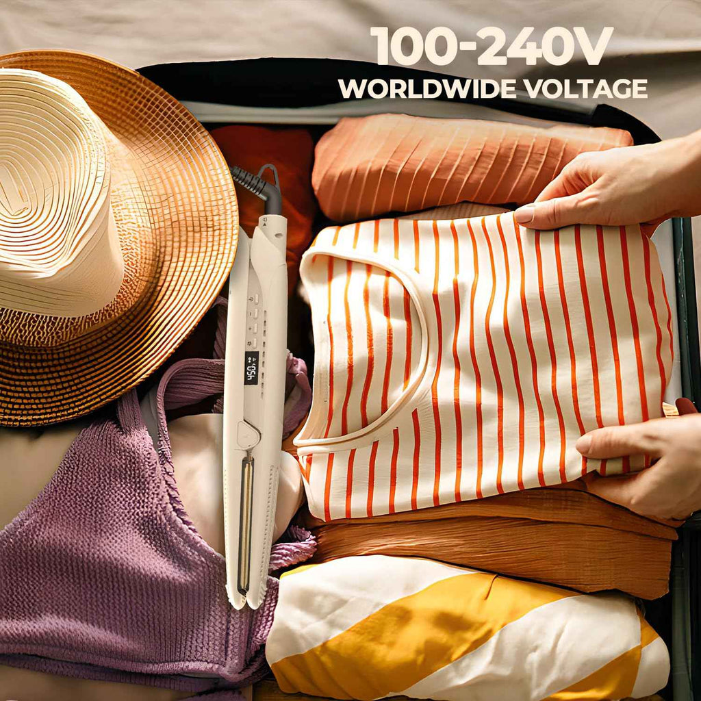 Lisseur et boucleur MiroPure 2-en-1, fer à lisser avec airflow à 360°, céramique en titane, soins capillaires, sécurité automatique et double tension pour le voyage - Elegance_empire-shop
