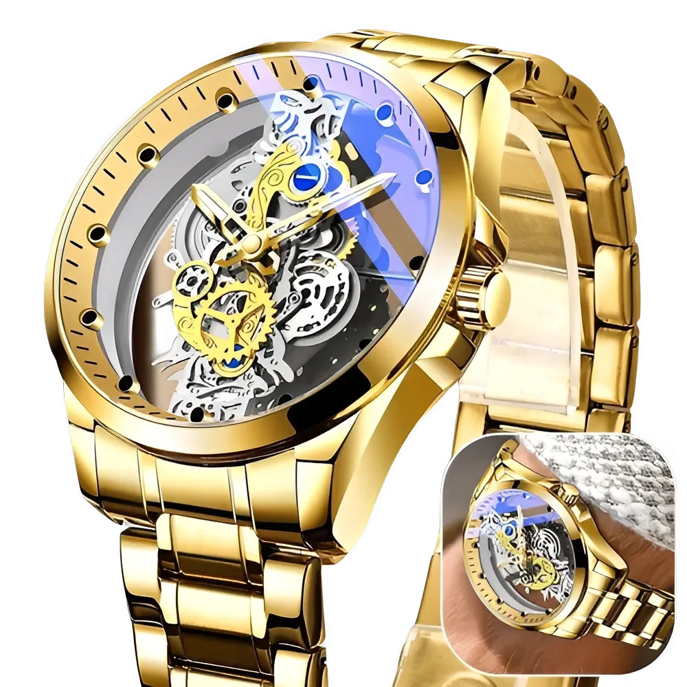 Montre automatique skeleton en acier inoxydable
