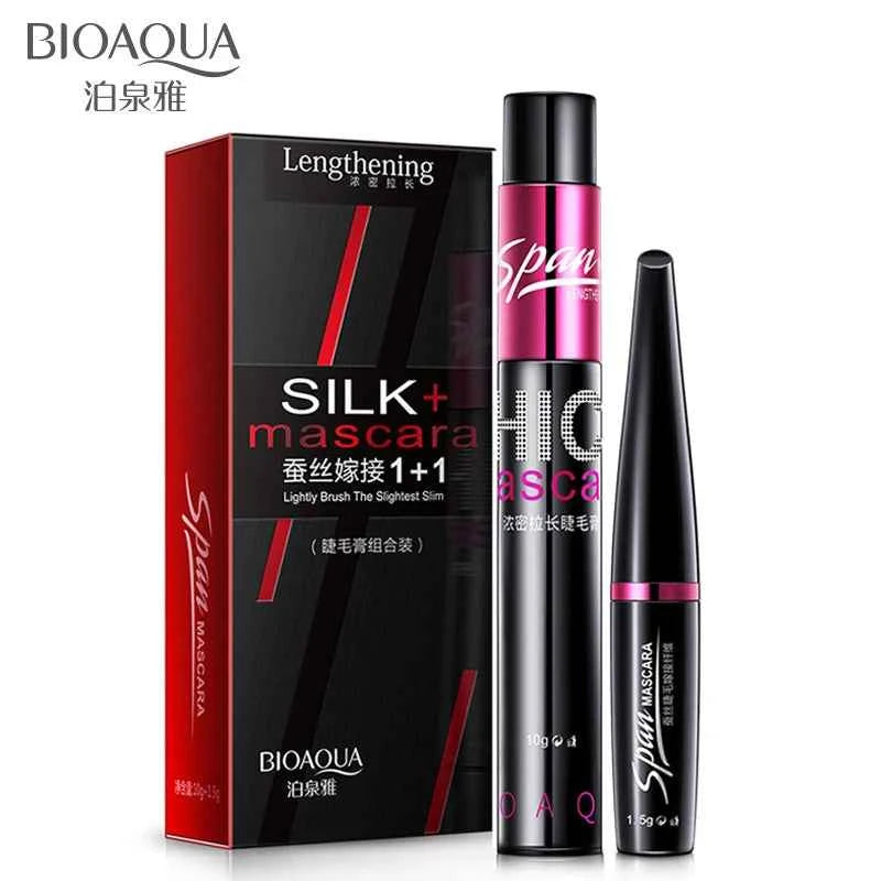 BIOAQUA  Black Silk Mascara Makeup Set Eyelash Extension Lengthening Volume 3D Fiber Mascara Waterproof Cosmetics 2pcs/set