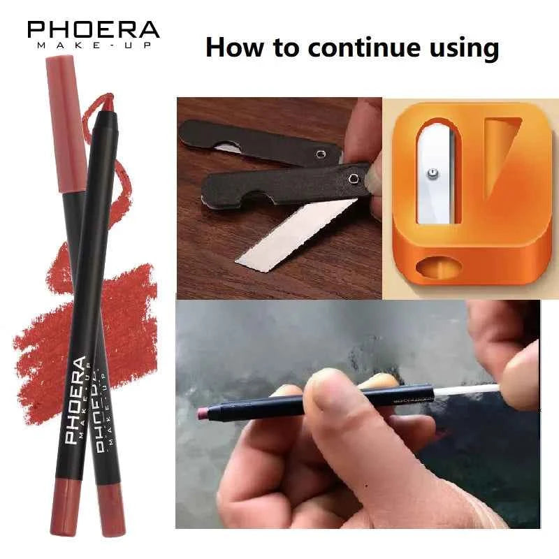 PHOERA 13 Colors Lipliner Pencil Lip Makeup Lipstick Pencils Waterproof Lipliner Lady Charming Lip Liner Cosmetics Maquiagem