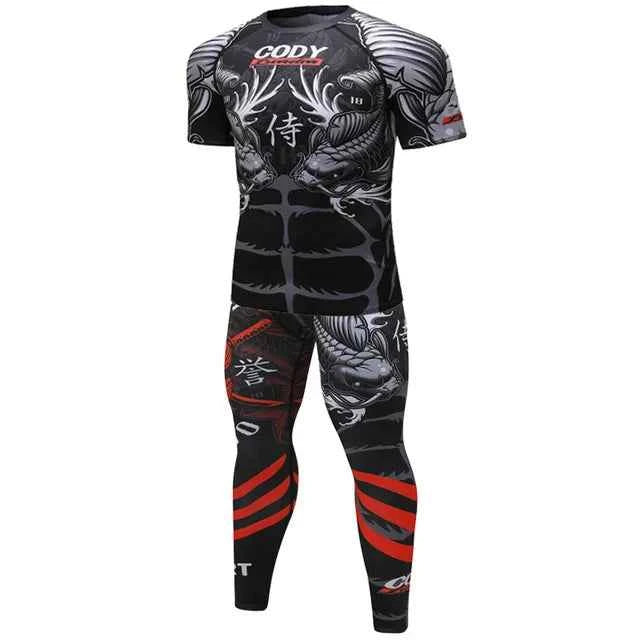 Men T shirt+Pants MMA Boxing Muay Thai Shorts kickboxing suit Boxeo Fitness Sport suits Jersey Jiu Jitsu T-shirt Brand clothing