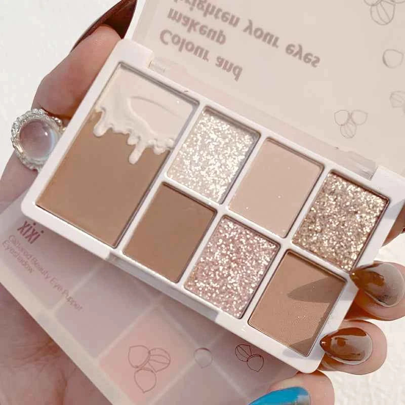 Glitter 7 Colors Eyeshadow Palette Matte Shimmer Soft Touch Long Lasting Waterproof Pigmented Brighten Eyes Makeup Cosmetics
