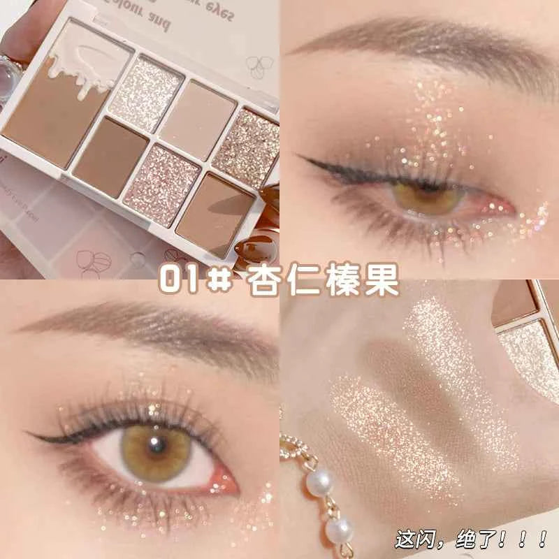 Glitter 7 Colors Eyeshadow Palette Matte Shimmer Soft Touch Long Lasting Waterproof Pigmented Brighten Eyes Makeup Cosmetics