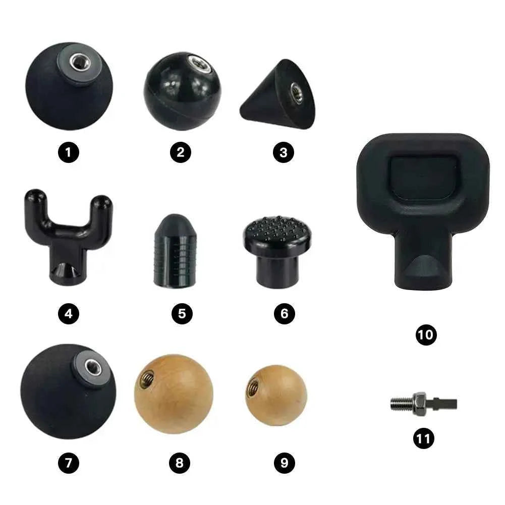 Accessoires pistolet de massage pour collection de têtes remplaçables et jeux de pointes, ensemble d'instruments de percussion pour massage profond des muscles du corps - Elegance_empire-shop