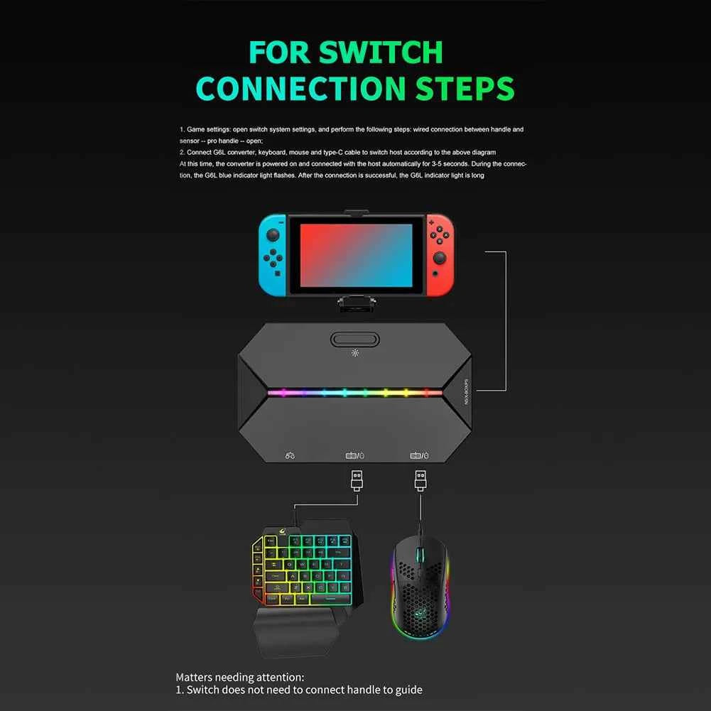 Gaming Keyboard Mouse Converter Wired Mobile Controller Adapter for Nintendo Switch for NS/NS OLED/Xbox One/PS4 Game Console