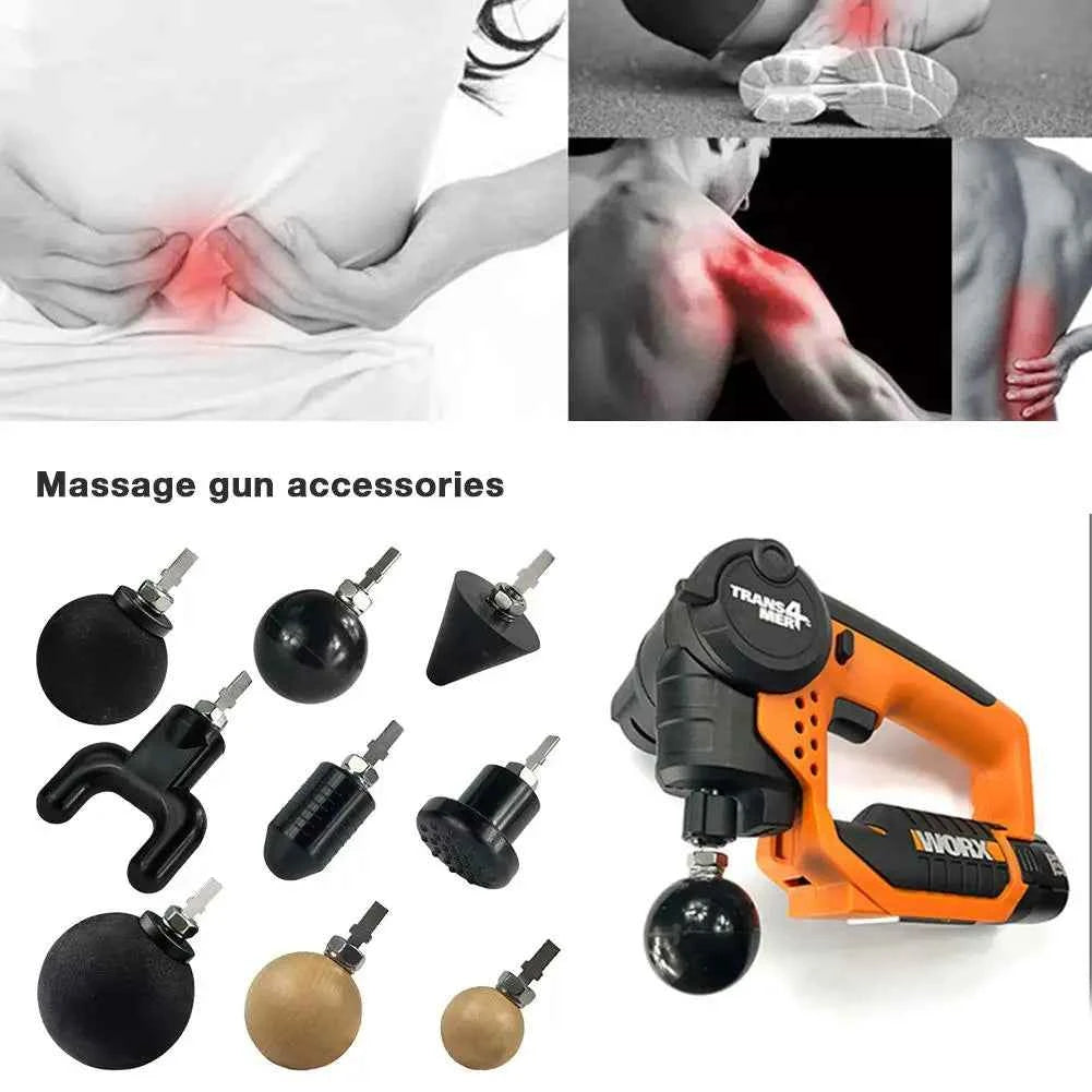 Accessoires pistolet de massage pour collection de têtes remplaçables et jeux de pointes, ensemble d'instruments de percussion pour massage profond des muscles du corps - Elegance_empire-shop