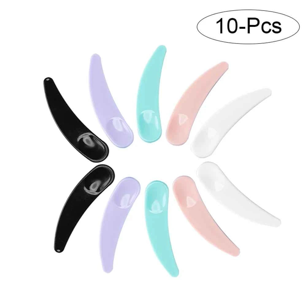 10pcs/set Mini Cosmetic Spatula Disposable Curved Scoop Makeup Mask Cream Spoon Cosmetics Mixing Stick Face Beauty Tool Kits