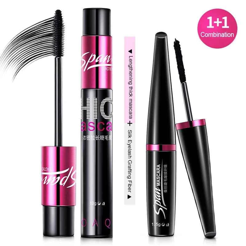 BIOAQUA  Black Silk Mascara Makeup Set Eyelash Extension Lengthening Volume 3D Fiber Mascara Waterproof Cosmetics 2pcs/set