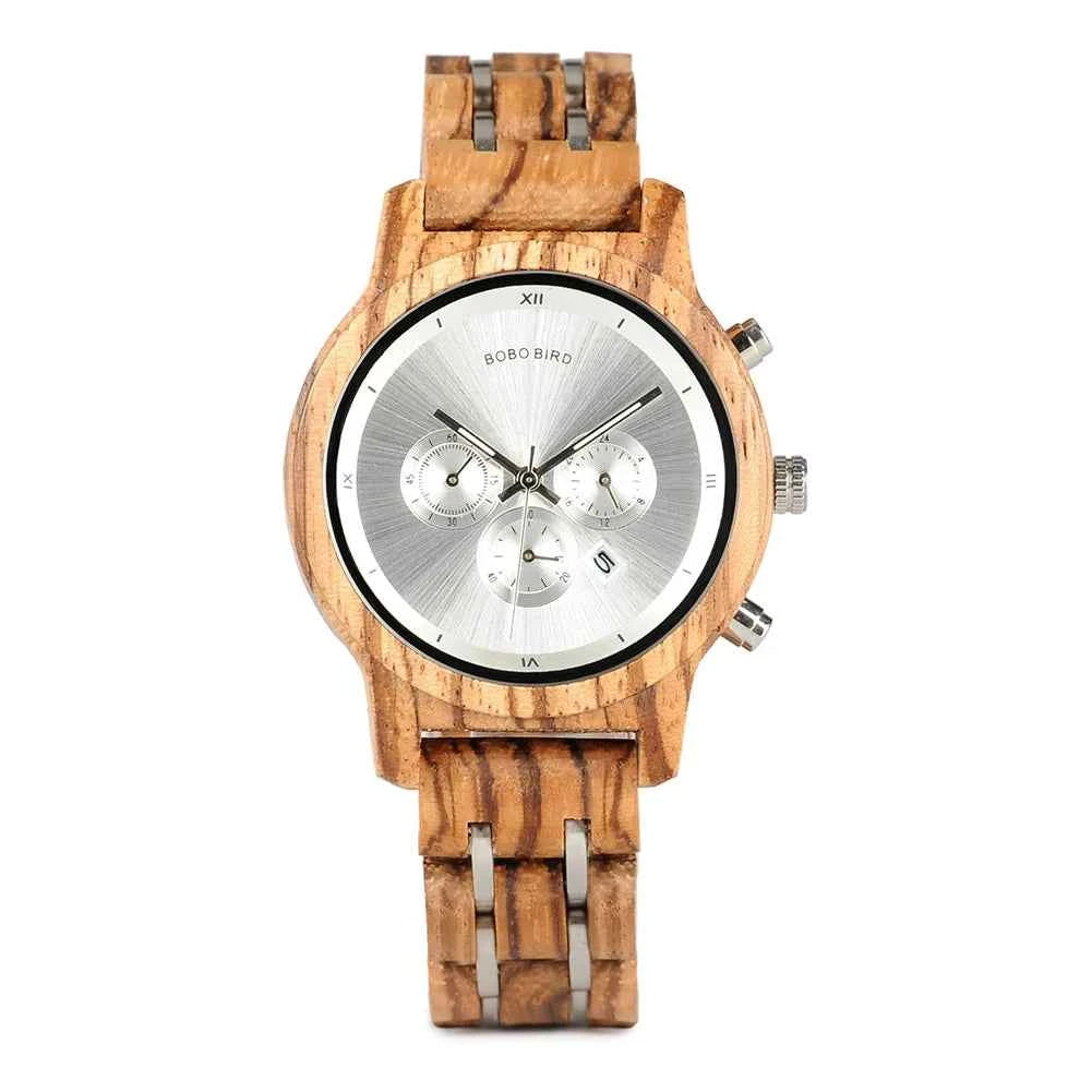 BOBO BIRD Women Watches Luxury Chronograph Watch with Auto Date Versatile Ladies Wooden Timepieces Custom Couple Quartz Watch
