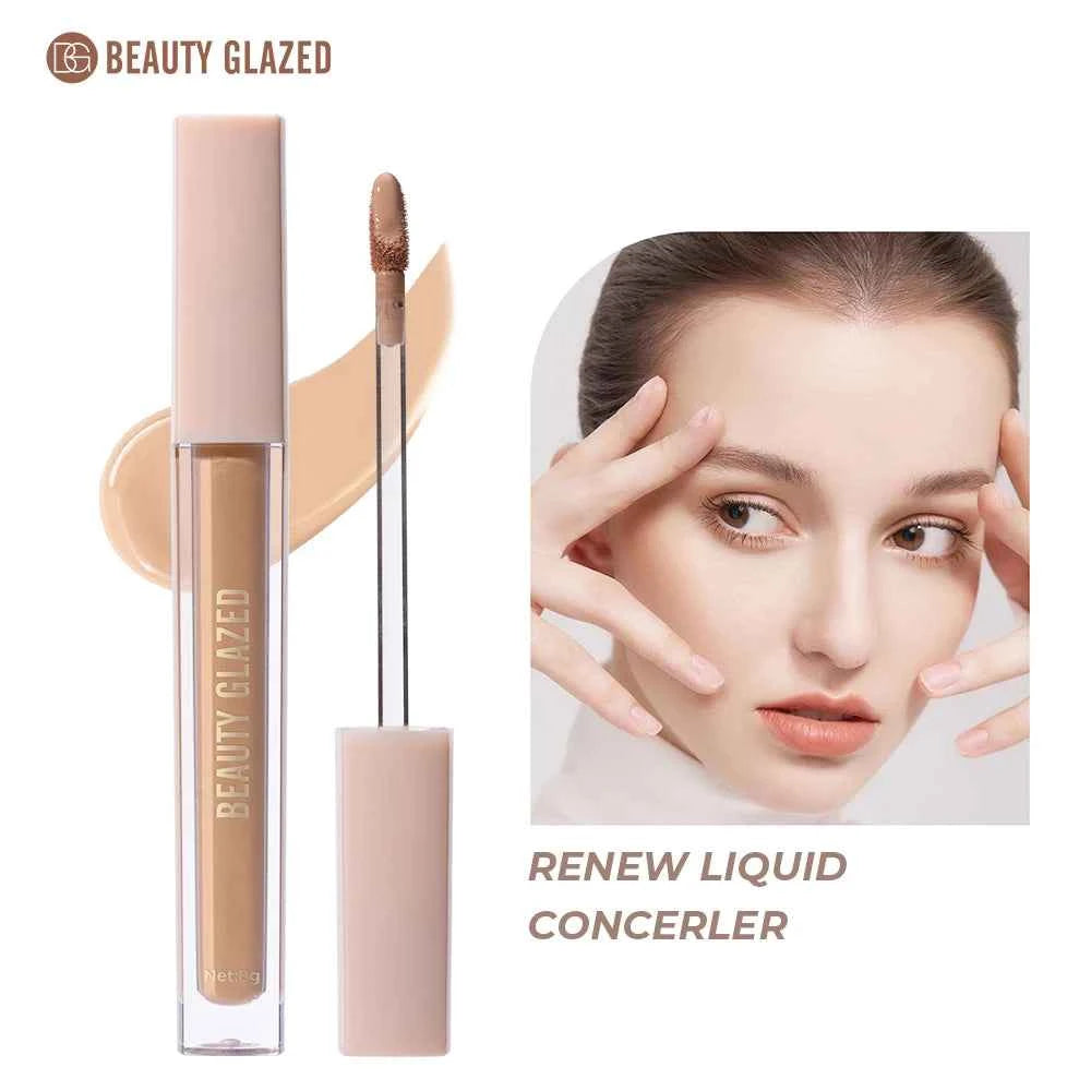 Beauty Glazed Renew Liquid Concealer,6 Colors Matte Flawless,Long-lasting Full Coverage,Waterproof for Face Makeup Cosmetics