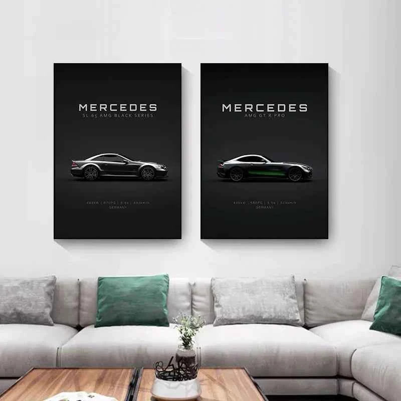 Black Famous Car M-Mercedes-B-Benz-AMG GT G 63 E 350 Poster Print Canvas Painting Home Living Room Wall Art Garage Club Decor