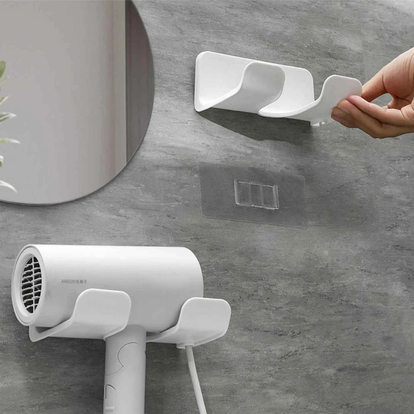 Hair Dryer Holder Wall Mounted Hair Straightener Dryer Hair Stand Bathroom Organizer Shelves Washroom Organization Shelves