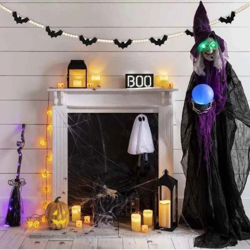 Bat Wooden Beads Garland Wall Hanging Banner Spooky Halloween Eve Autumn Fall Home Fireplace Mantle Decoration Sign Backdrop