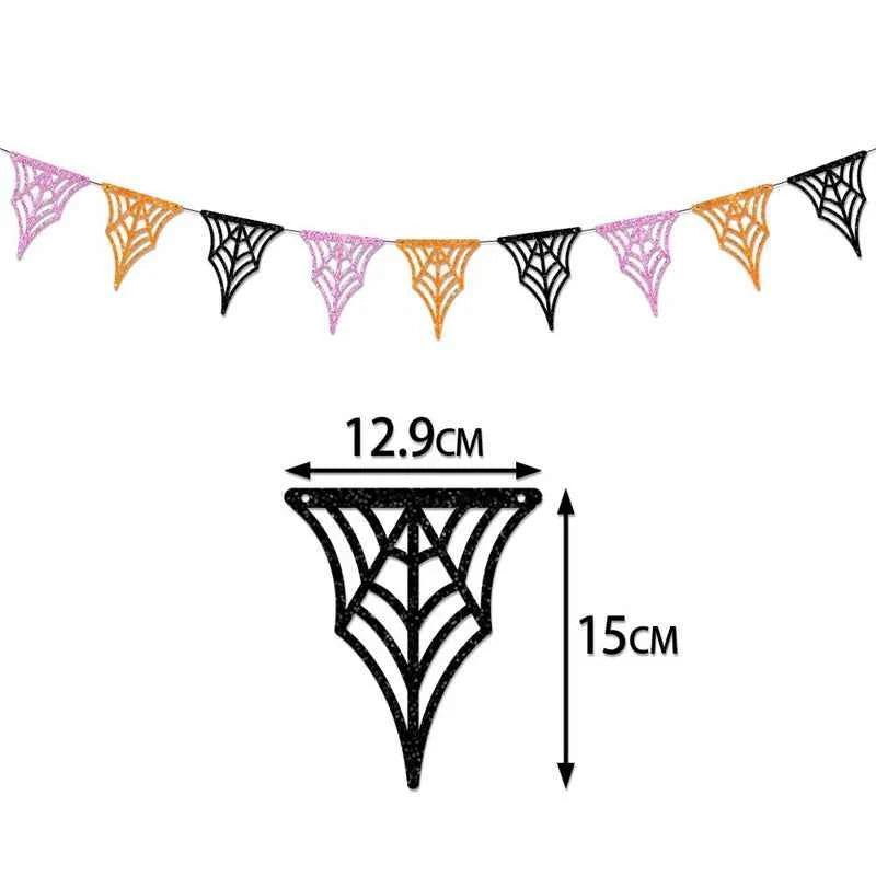 Halloween Party Banner Garlands Cartoon Ghost Bat Spider Hanging Bunting for Halloween Home Decoration Supplies Kids Favors Gift