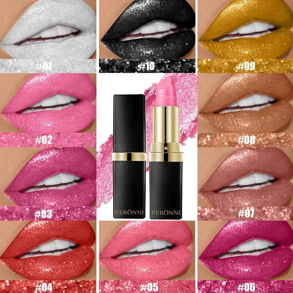 Glitter Diamond Lipstick Shimmer Shiny Lip gloss Pearlescent Lip Tint Waterproof Long Lasting Lips Glaze Makeup Cosmetics