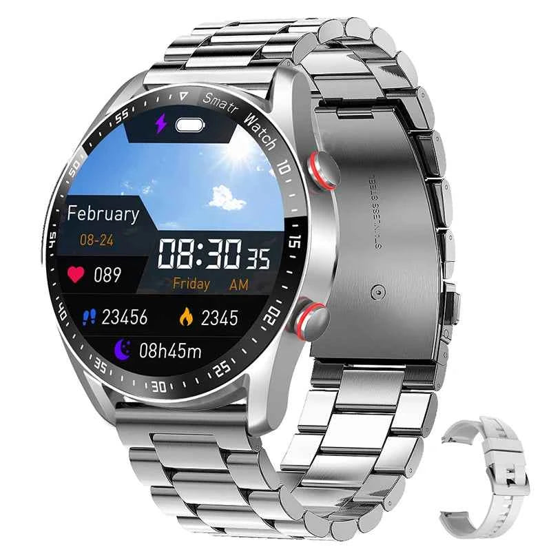 2024 New Bluetooth Call Smart Watch Men Waterproof Sport Fitness Tracker Weather Display Man Smartwatch Para Android IOS Watch