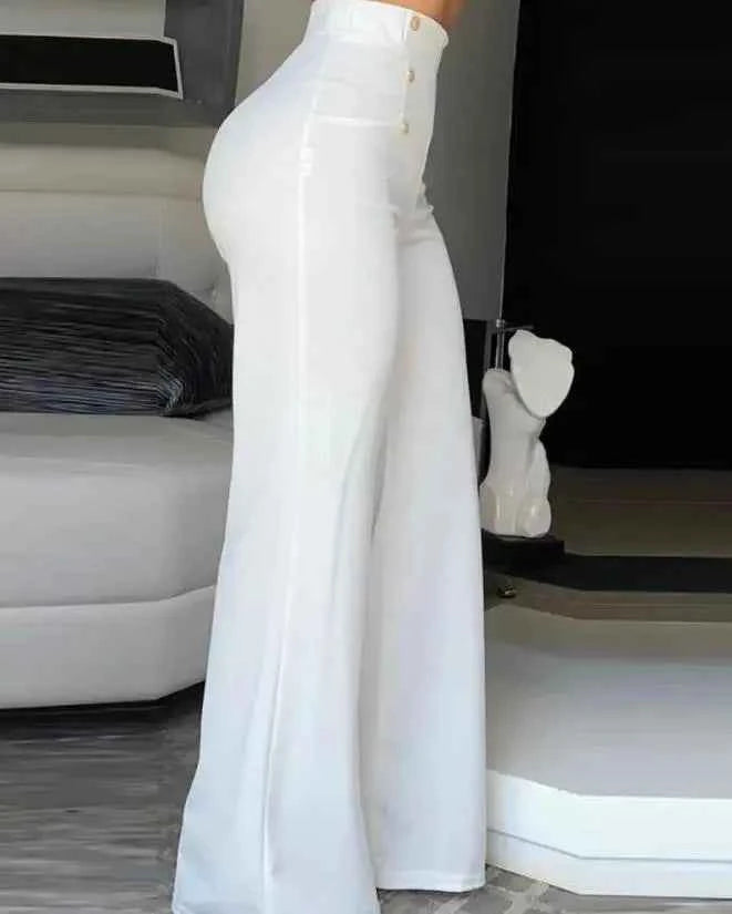 Pantalon Évasé Taille Haute Élégant