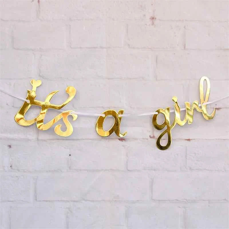 Gold Silver Blue Happy Birthday Banner Bunting Paper Birthday Party Hanging Garland Banner Boys Girls Baby Shower Decoration
