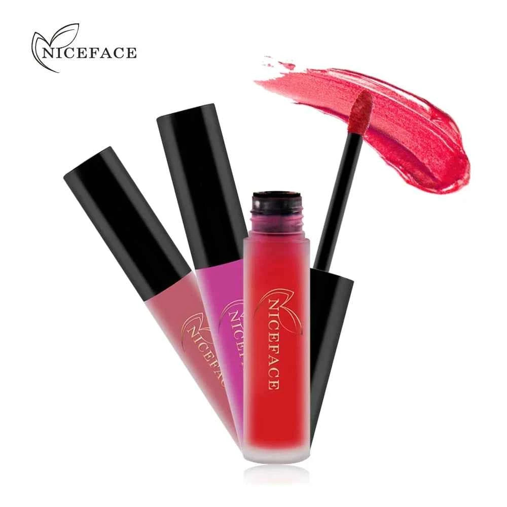 NICEFACE 34 Color Lip Gloss Waterproof Nude Matte Liquid Lipstick Moisturizing Long Lasting Lipgloss Lip Makeup Beauty Cosmetics