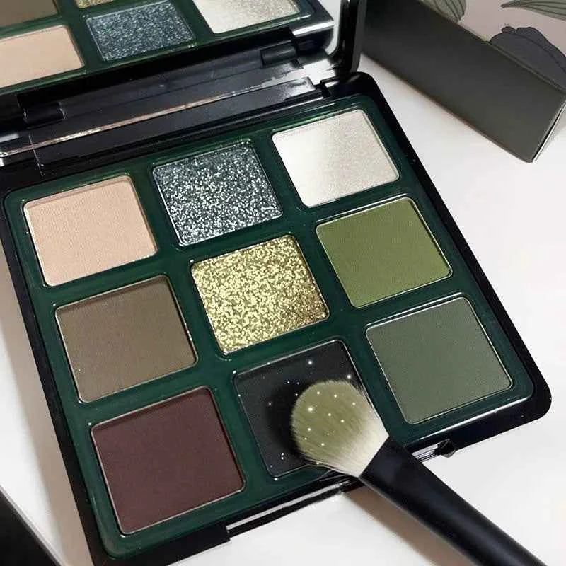 9 Colors Green Eyeshadow Palette Glitter Pearlescent Matte Eye Shadow Shimmer Makeup Long Lasting Women Beauty Eye Cosmetics