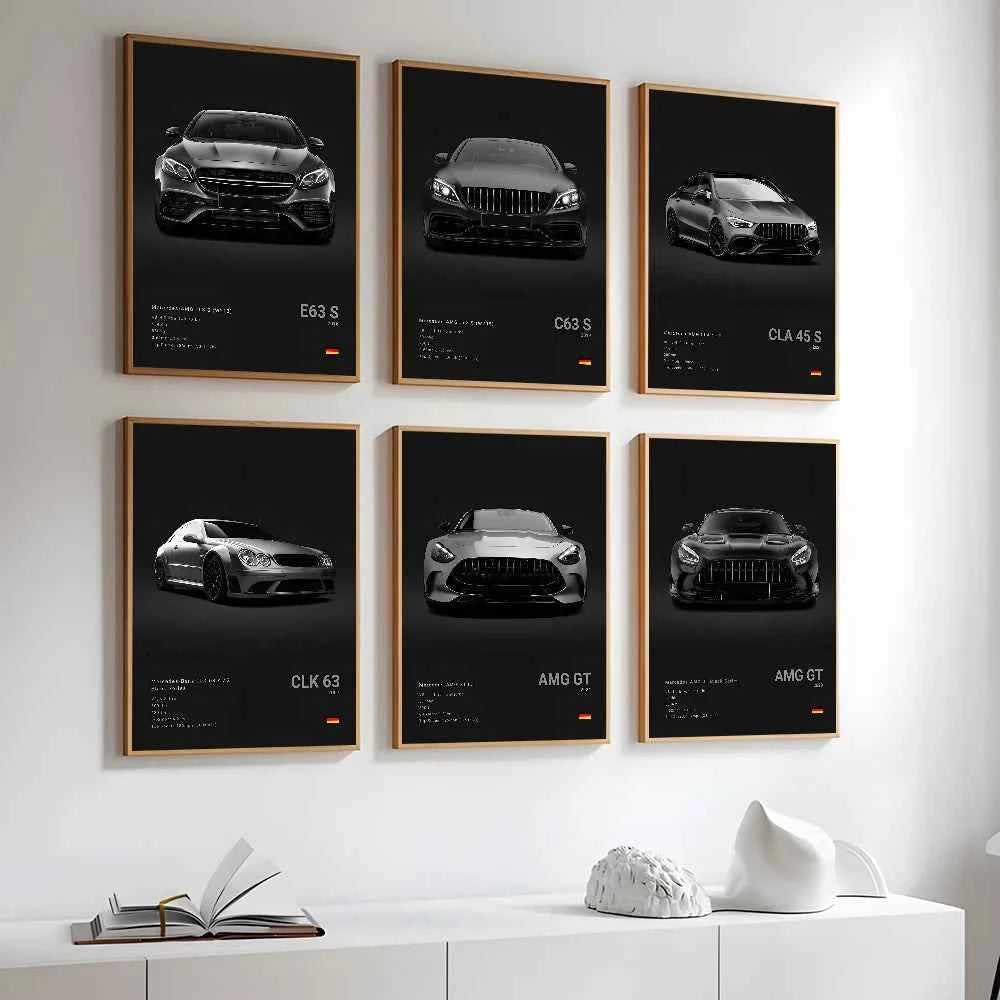 Cool M-MerCEdes-B-BeNZz-AMG GT G C63 300 500SL EVO A45 SLS R Poster Home Living Room Wall Art Garage Room Decor