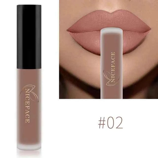 NICEFACE 34 Color Lip Gloss Waterproof Nude Matte Liquid Lipstick Moisturizing Long Lasting Lipgloss Lip Makeup Beauty Cosmetics