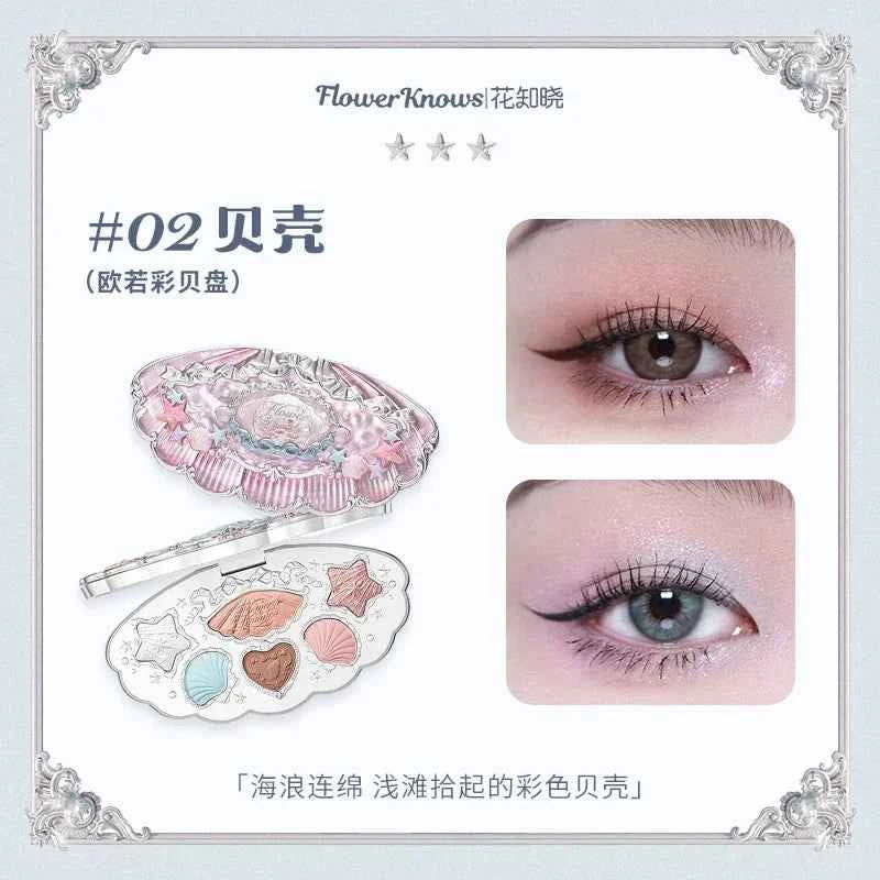 Flower Knows Moonlight Mermaid Eyeshadow Palette 8-Color Matte Shimmer Glitter Eye Makeup Cosmetics Women Beauty Eye Shadow