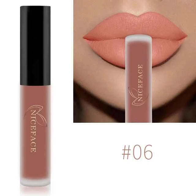 NICEFACE 34 Color Lip Gloss Waterproof Nude Matte Liquid Lipstick Moisturizing Long Lasting Lipgloss Lip Makeup Beauty Cosmetics